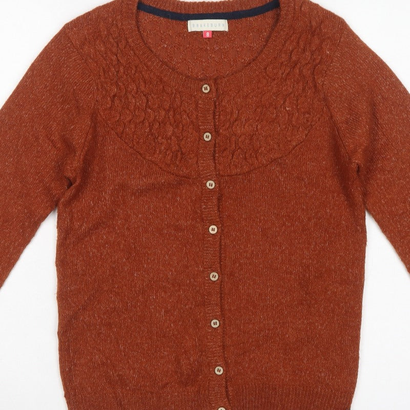 Brakeburn Women's Brown Size 8 Cable Knit Button Cardigan