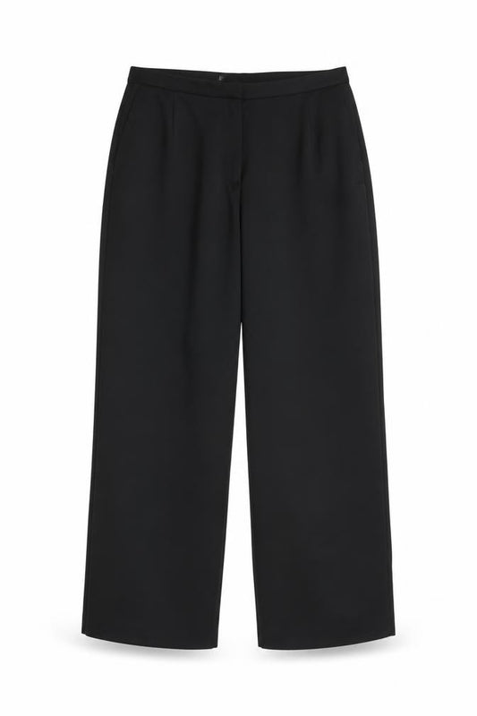 Marks and Spencer Women Black UK 18 Short Wide-Leg Tailored Trousers