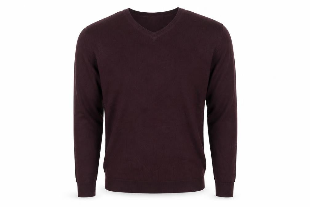 Next Men's Burgundy Red M Wool Blend V-Neck Pullover Jumper