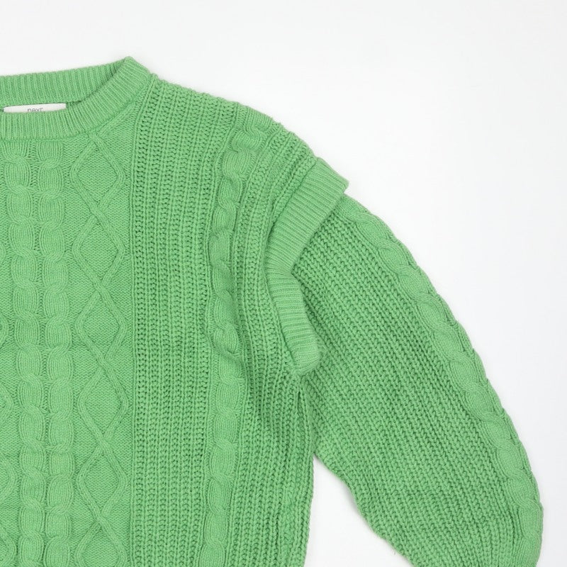 Next Women Green UK 16 Cable Knit Ruffle Shoulder Jumper