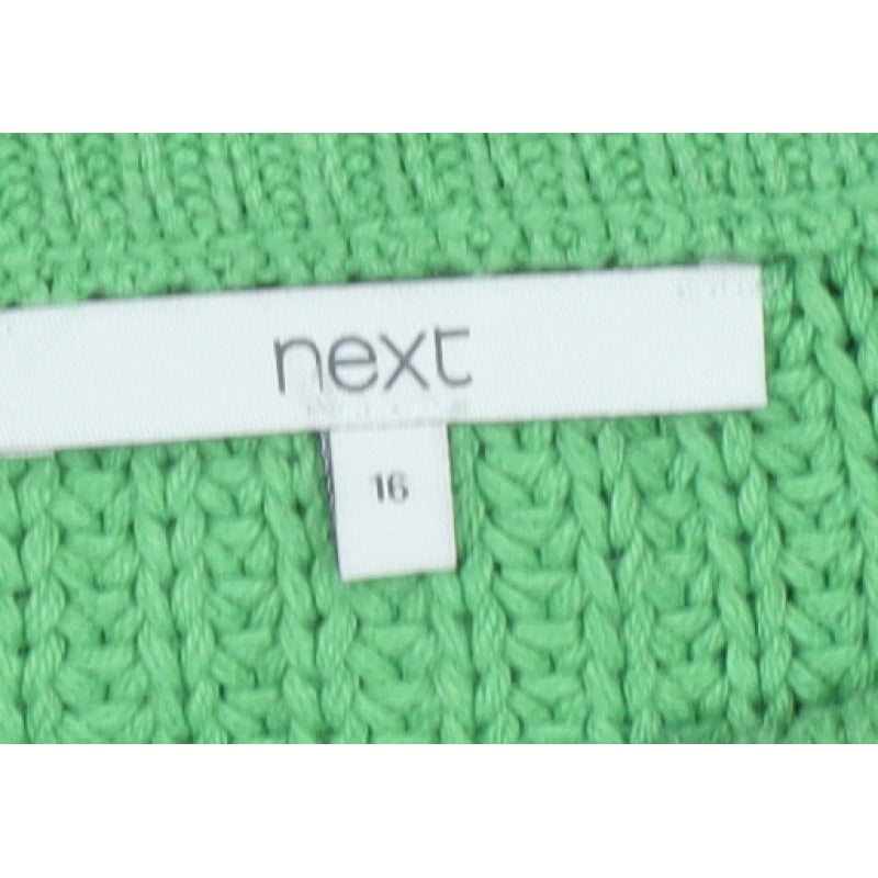 Next Women Green UK 16 Cable Knit Ruffle Shoulder Jumper