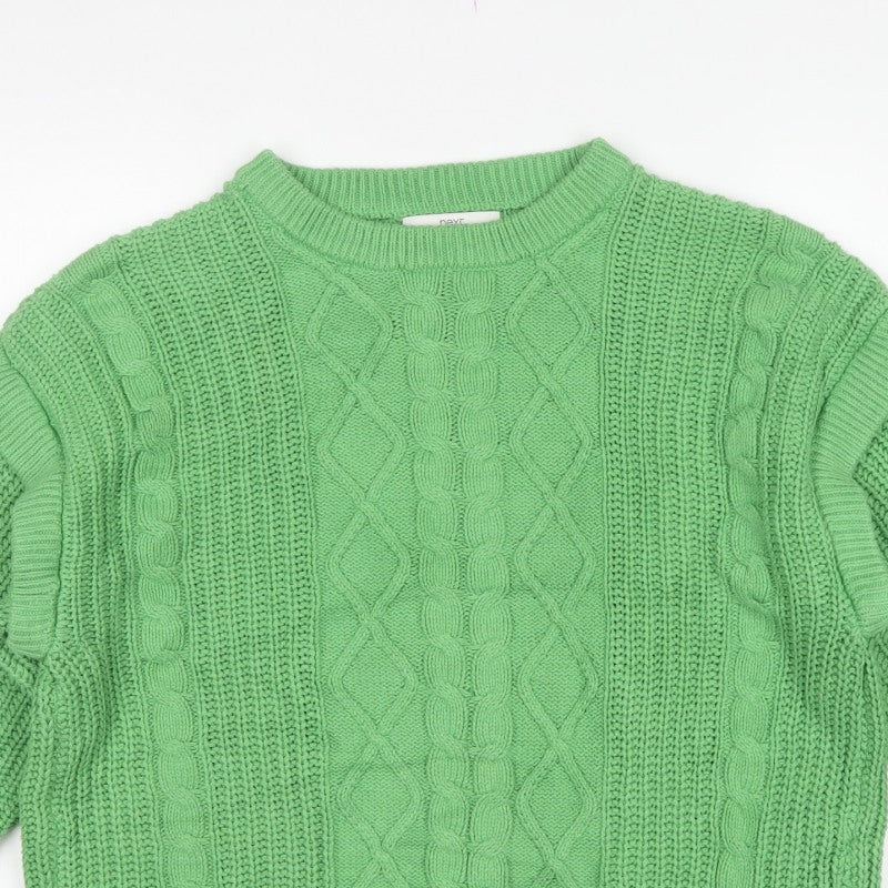 Next Women Green UK 16 Cable Knit Ruffle Shoulder Jumper