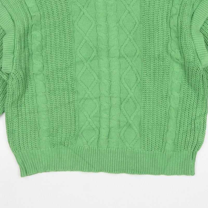 Next Women Green UK 16 Cable Knit Ruffle Shoulder Jumper