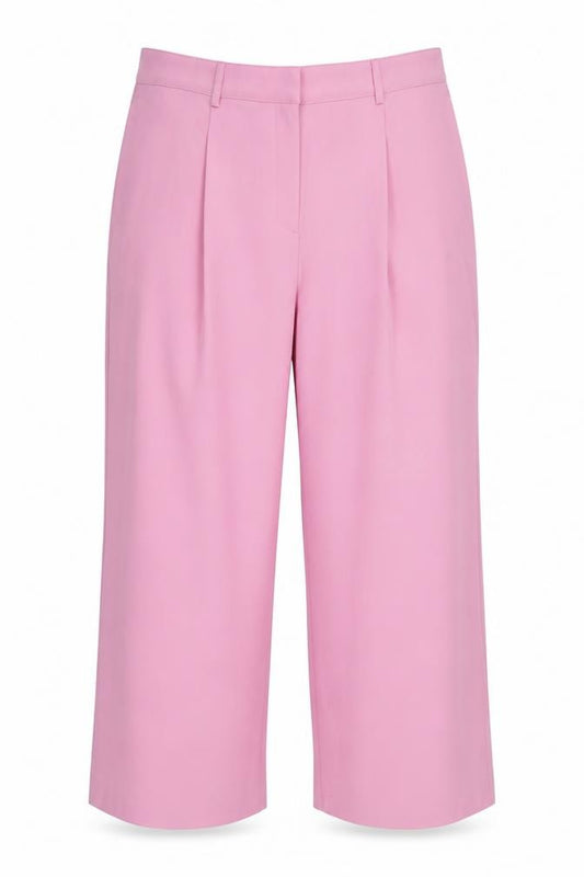 Marks & Spencer Women Pink UK 22 Regular Wide-Leg Tailored Trousers
