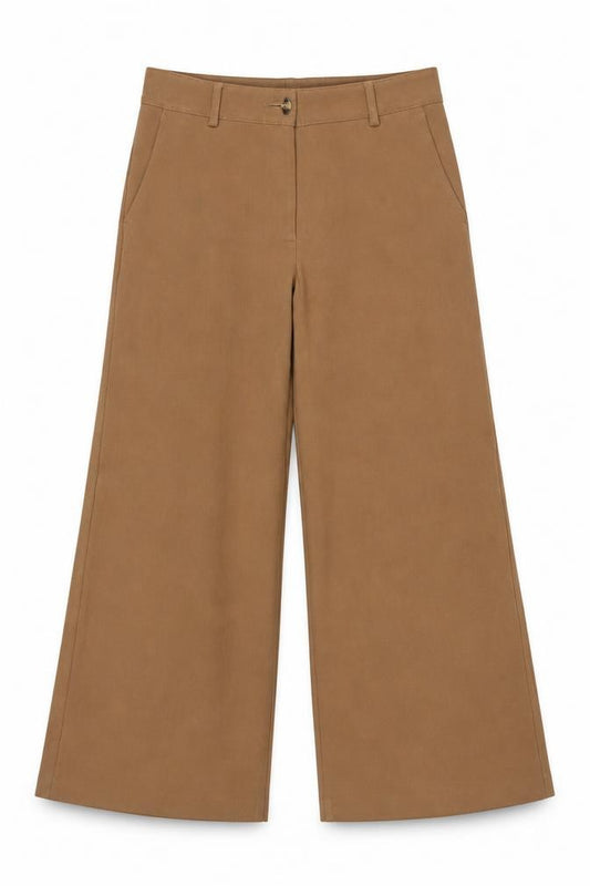 Marks & Spencer Women Brown UK 10 Short Wide Leg Tailored Trousers