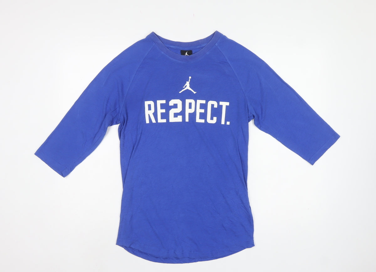 Nike Jordan Women's Blue UK 12 Basic Dri-FIT RE2PECT 3/4 Sleeve Tee