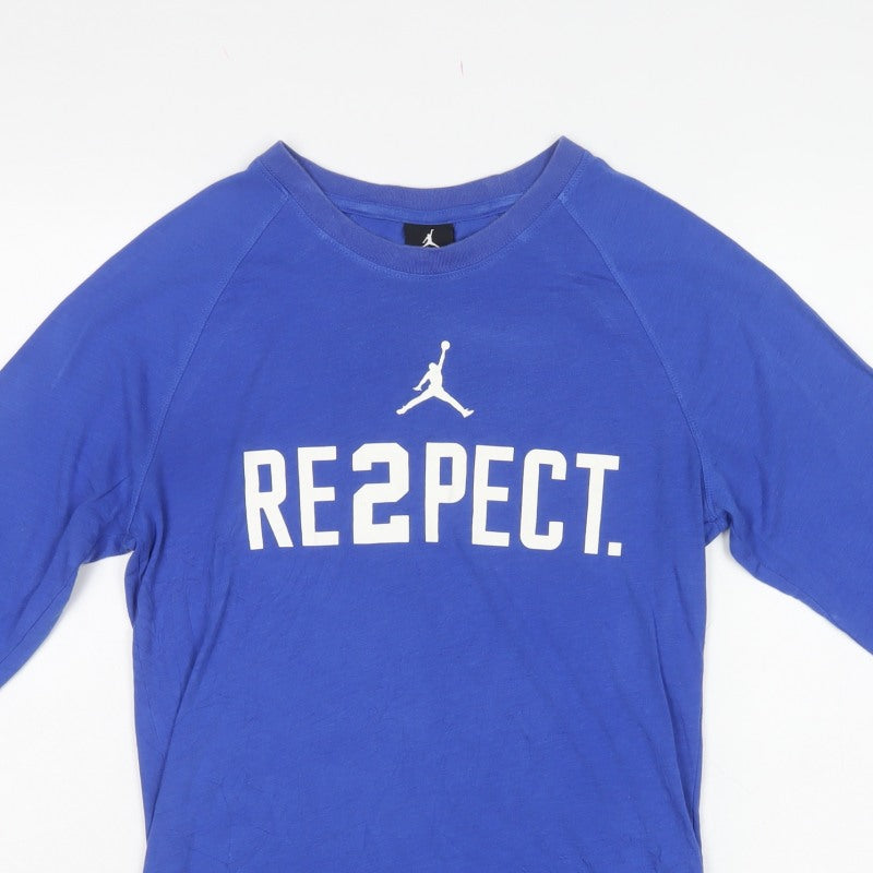 Nike Jordan Women's Blue UK 12 Basic Dri-FIT RE2PECT 3/4 Sleeve Tee