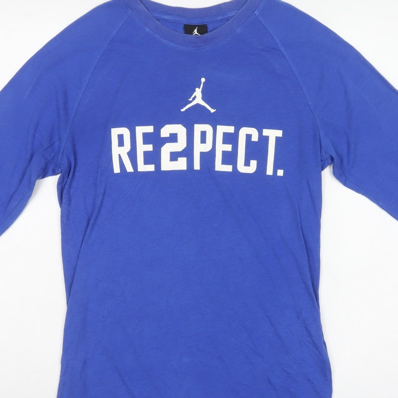Nike Jordan Women's Blue UK 12 Basic Dri-FIT RE2PECT 3/4 Sleeve Tee