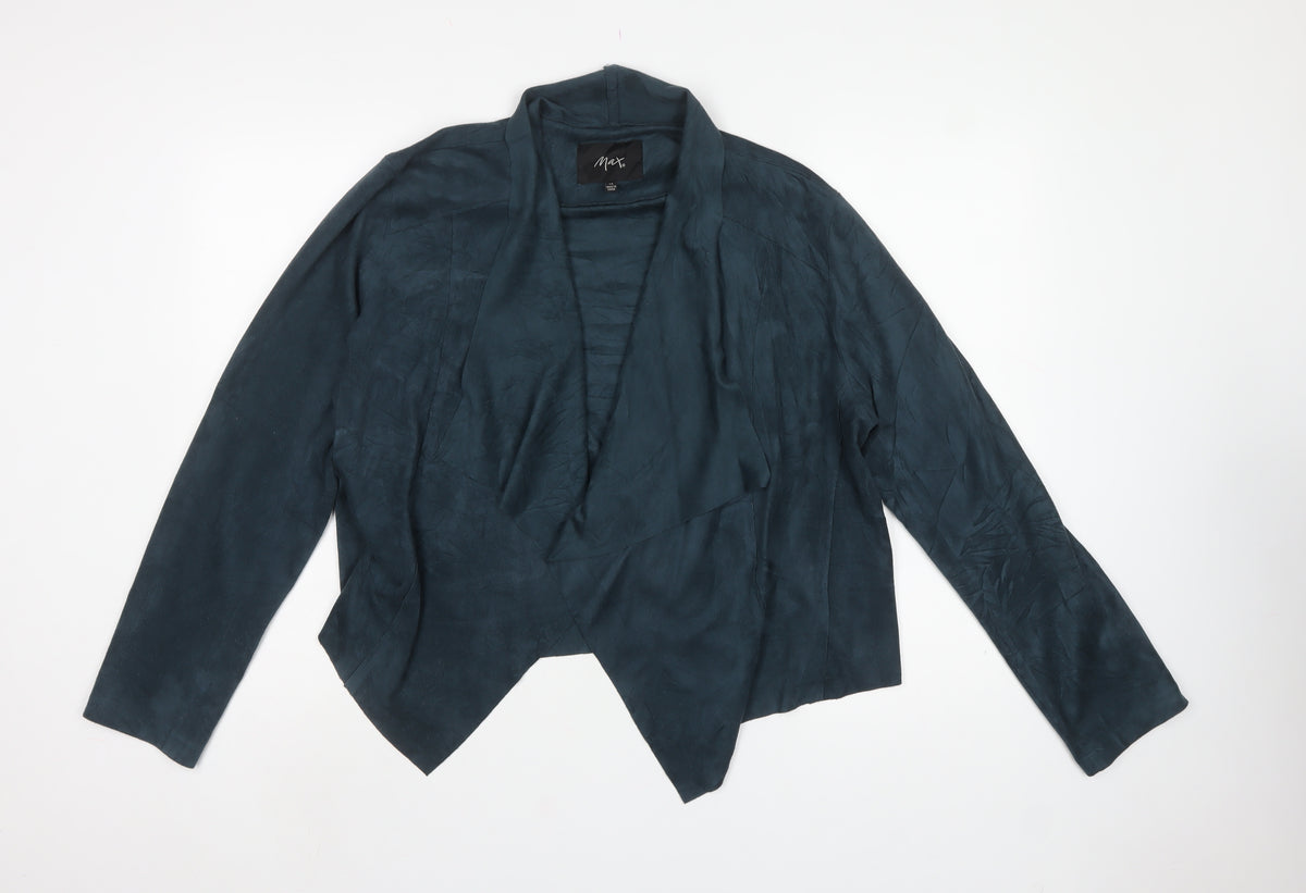 Max Women’s Blue Size 14 Open Front Faux Suede Style Jacket