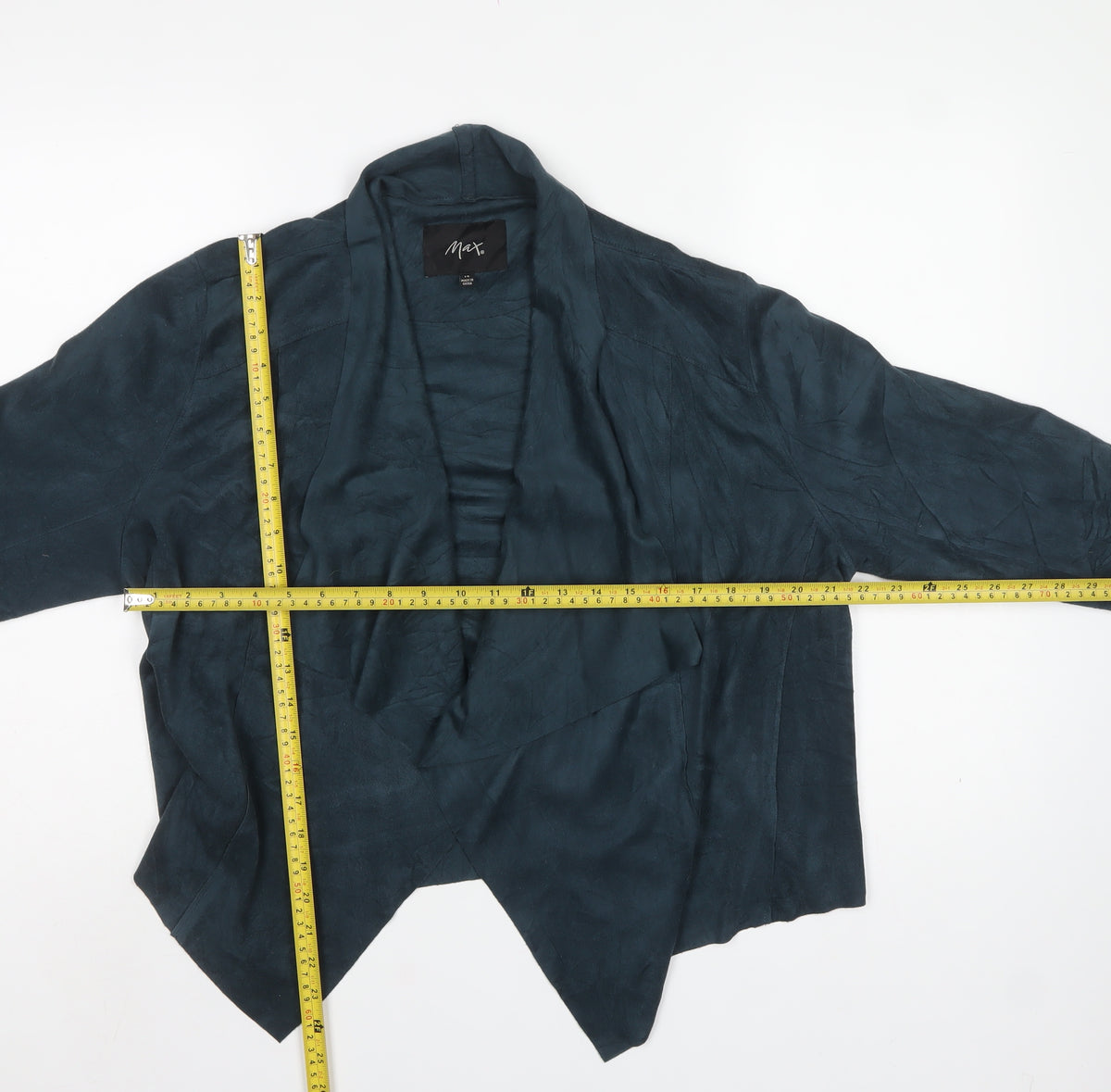 Max Women’s Blue Size 14 Open Front Faux Suede Style Jacket