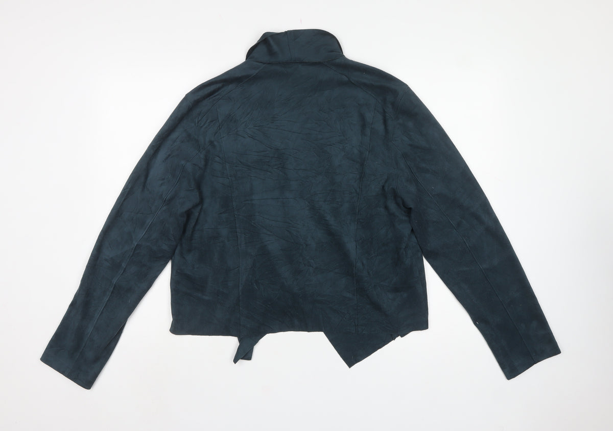 Max Women’s Blue Size 14 Open Front Faux Suede Style Jacket