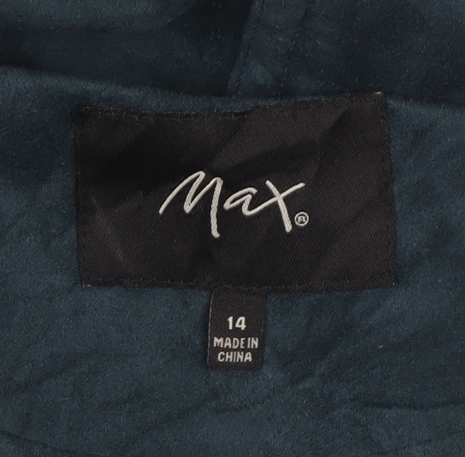 Max Women’s Blue Size 14 Open Front Faux Suede Style Jacket