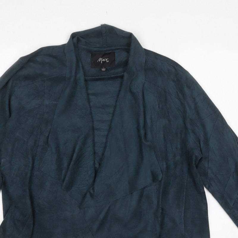 Max Women’s Blue Size 14 Open Front Faux Suede Style Jacket