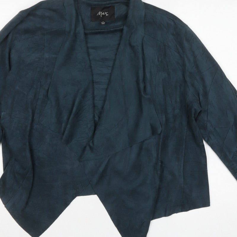 Max Women’s Blue Size 14 Open Front Faux Suede Style Jacket