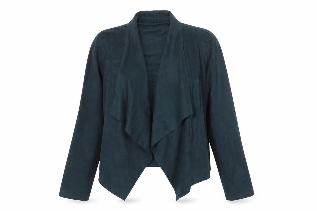 Max Women’s Blue Size 14 Open Front Faux Suede Style Jacket