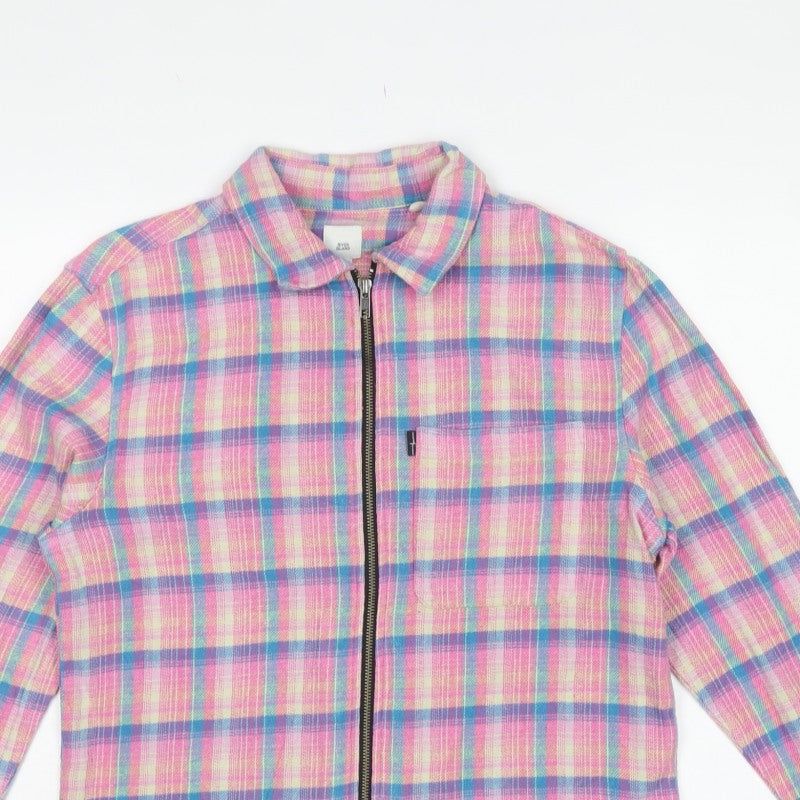 River Island Men's Multicoloured Check Cotton Zip Jacket Size S