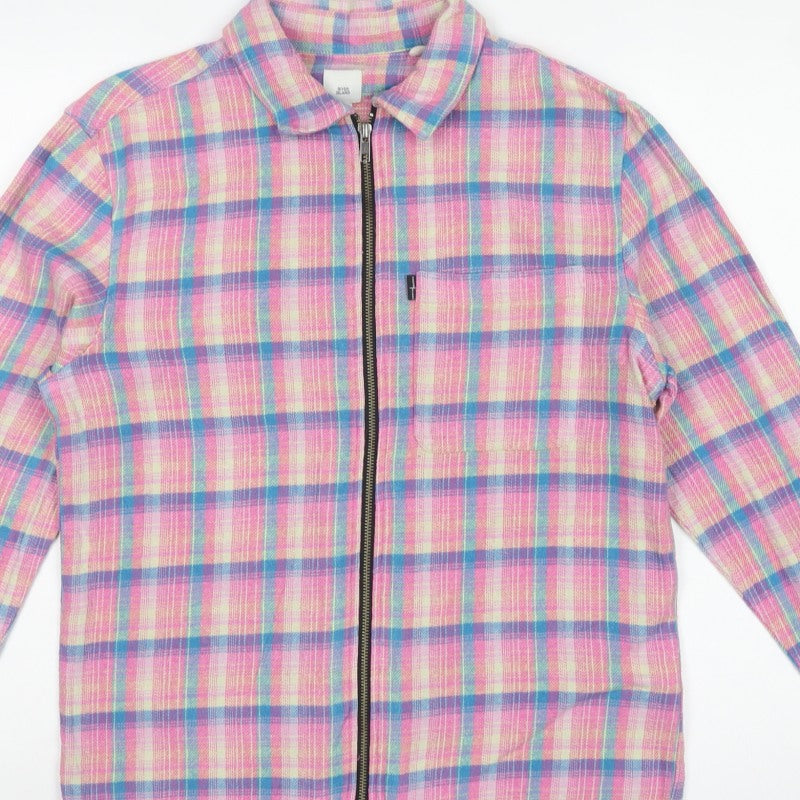 River Island Men's Multicoloured Check Cotton Zip Jacket Size S