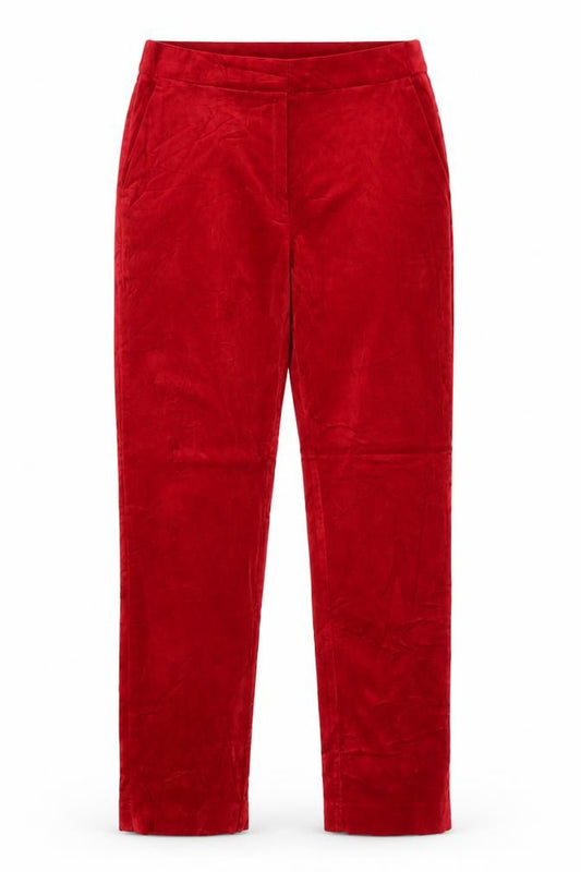 M&S Women Red UK 8 Velvet Tapered Dress Trousers