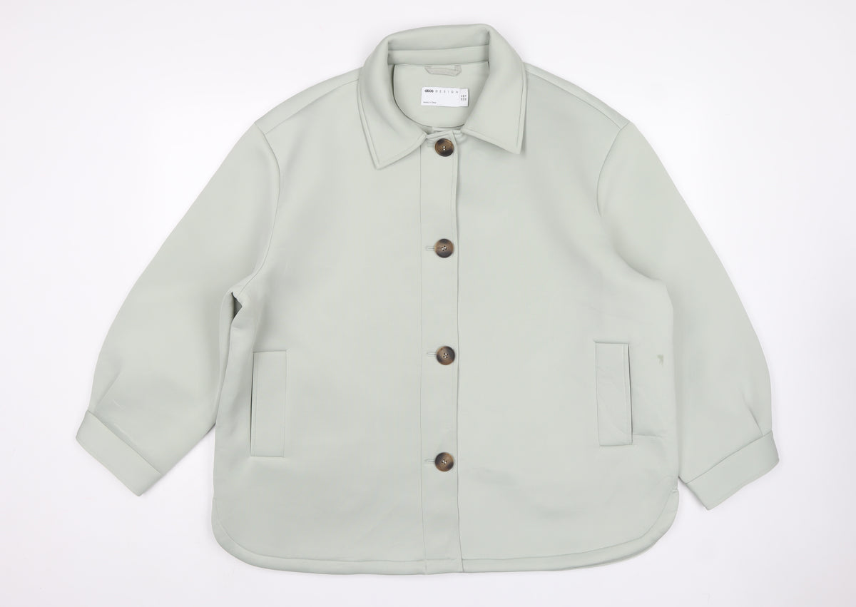 ASOS Design Women’s Sage Green UK 12 Relaxed Button Shacket Jacket