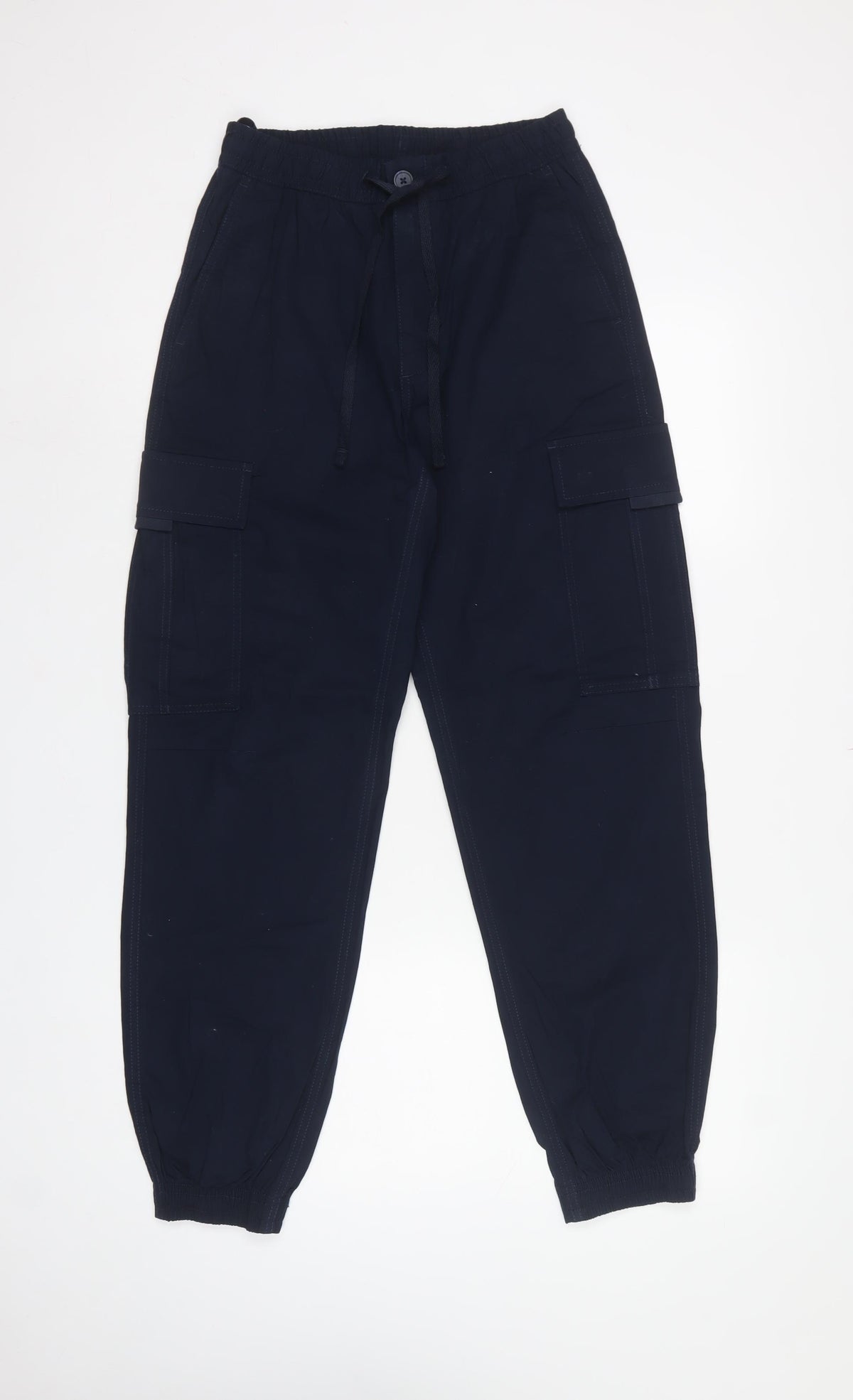 M&S Mens Navy Blue XS Cargo Jogger Trousers Drawstring Cuffed