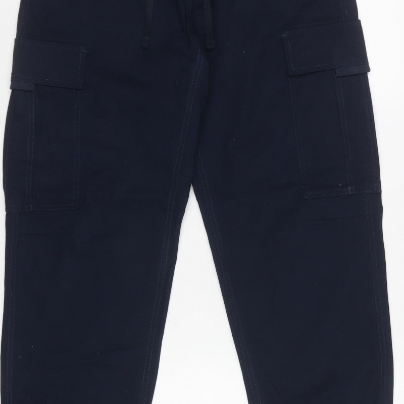 M&S Mens Navy Blue XS Cargo Jogger Trousers Drawstring Cuffed