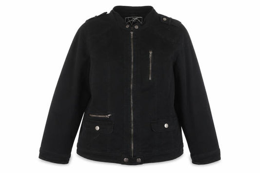 Evans Women Black UK 26/28 Military Jacket Cotton Blend Full Zip
