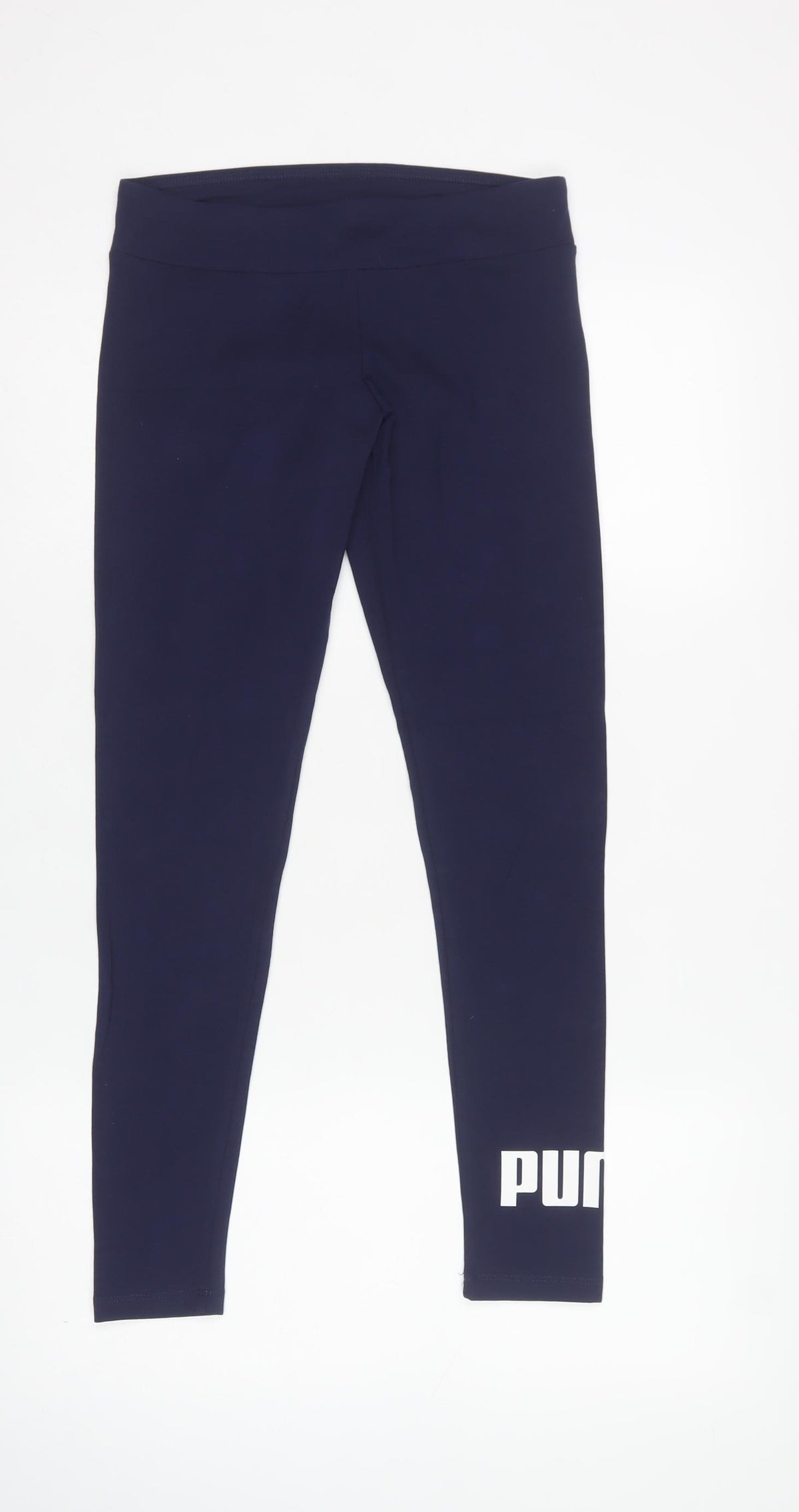 Puma Women Blue S Logo Cotton Stretch Leggings Activewear