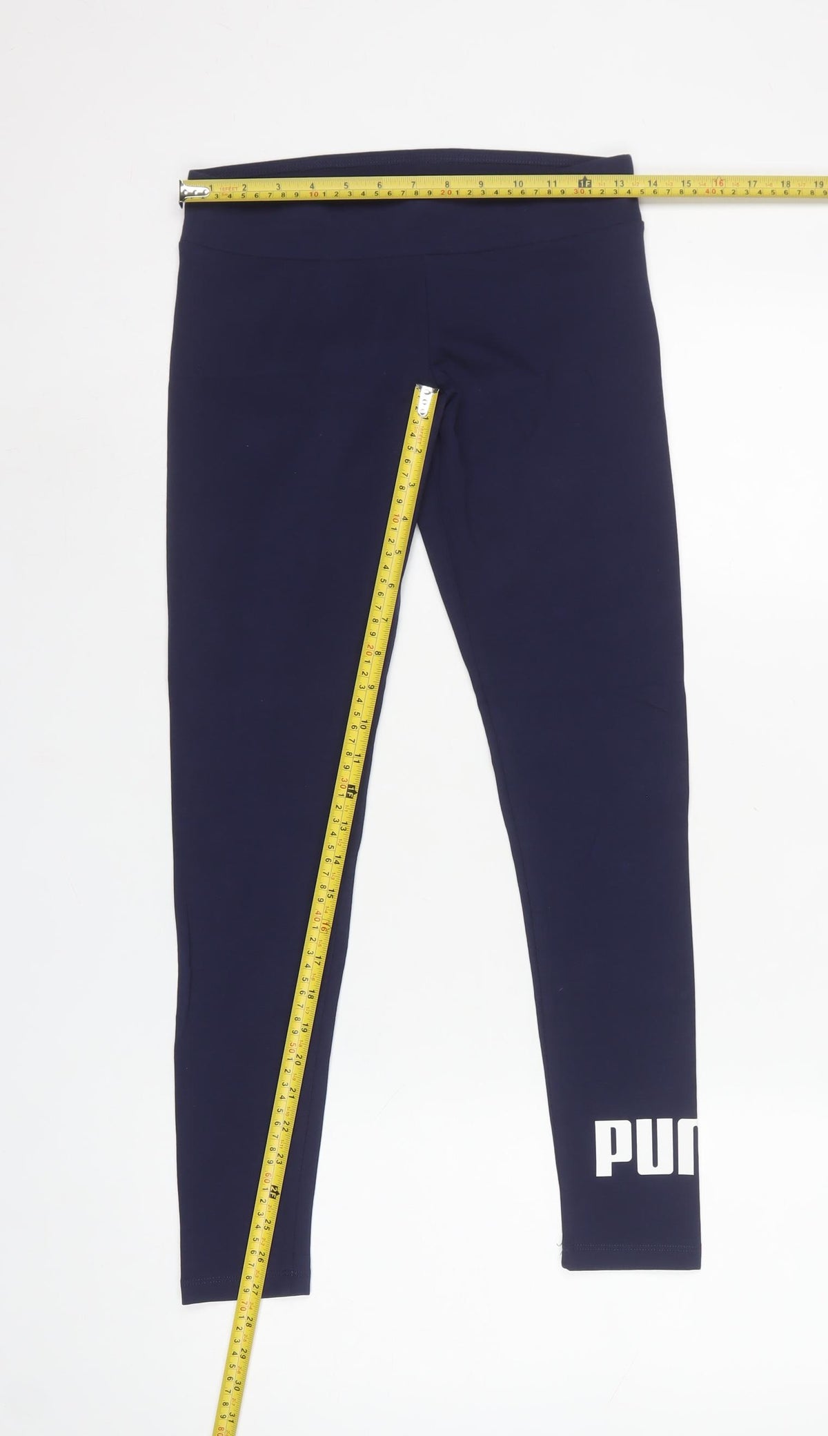 Puma Women Blue S Logo Cotton Stretch Leggings Activewear