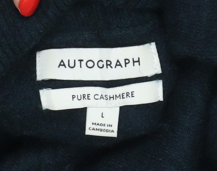 M&S Autograph Mens Green L Pure Cashmere Roll Neck Pullover Jumper