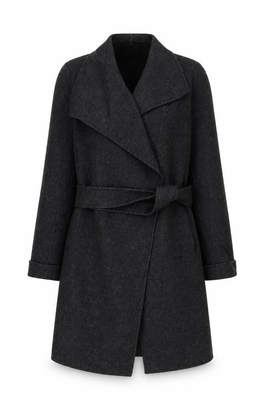 Joseph Women’s Grey Wool Cashmere Belted Long Overcoat UK 10