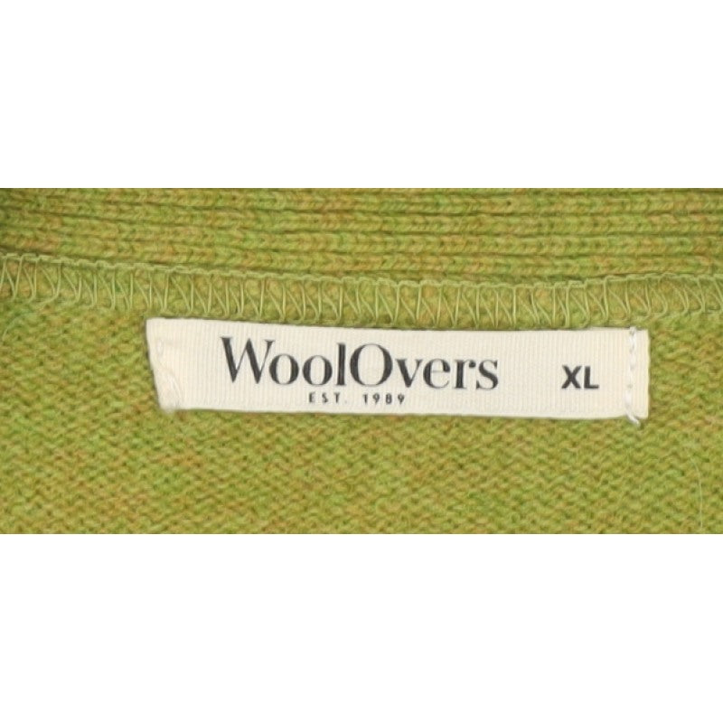 WoolOvers Men’s Green XL Pure Wool Button V-Neck Cardigan Vest