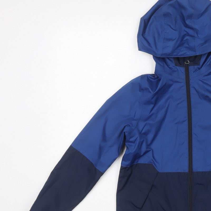 Quechua Boys Blue 10 Years Hooded Colourblock Windbreaker Jacket