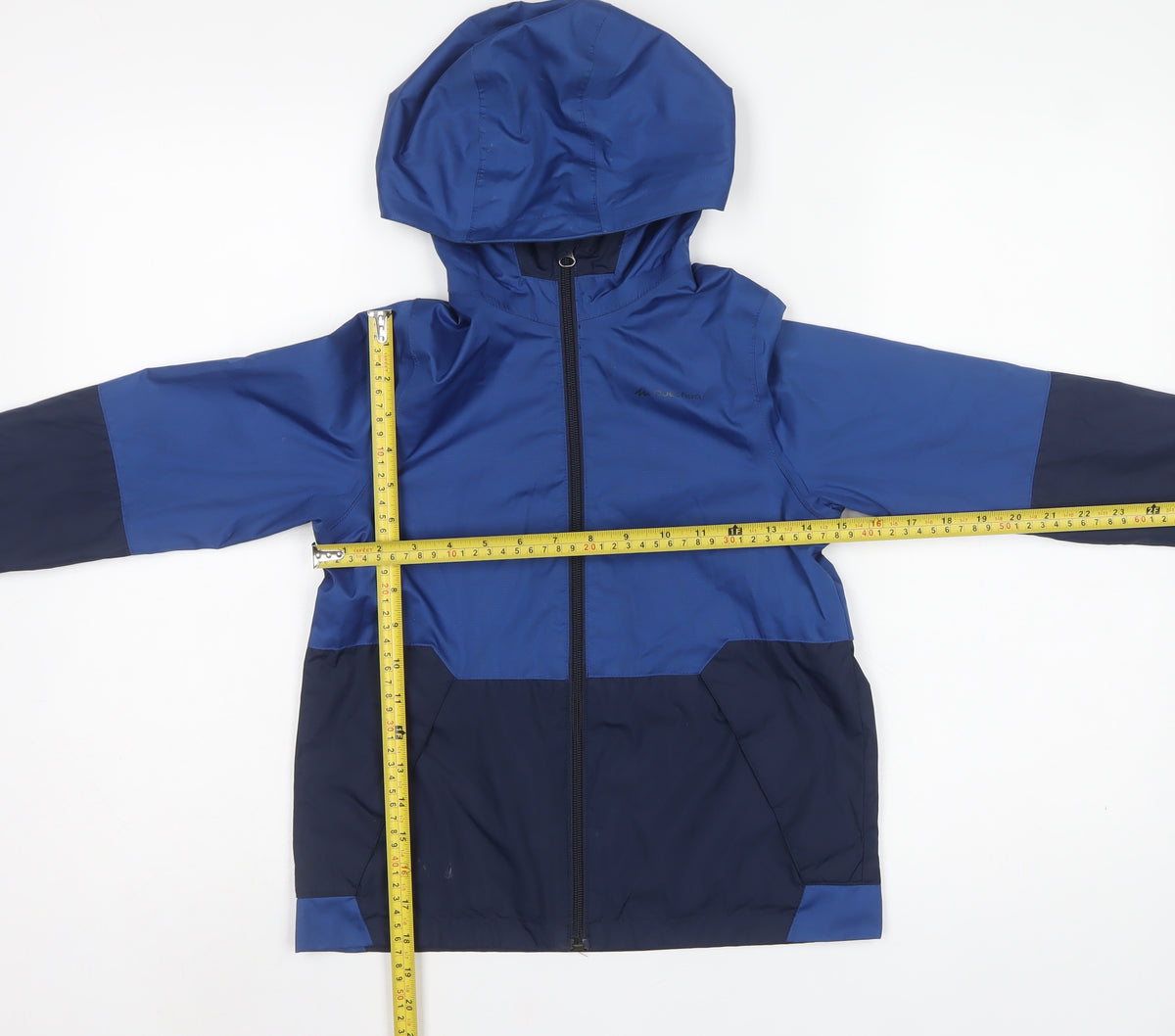 Quechua Boys Blue 10 Years Hooded Colourblock Windbreaker Jacket