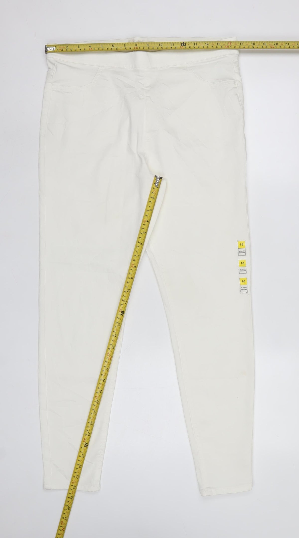 M&S Women’s Ivory Jeggings Size 16 Regular Stretch Slim Jeans