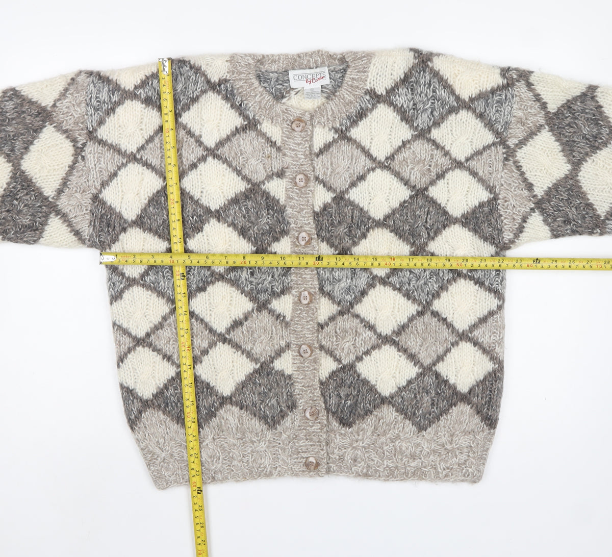 Concepts by Claiborne Women Multicoloured S Argyle Knit Cardigan