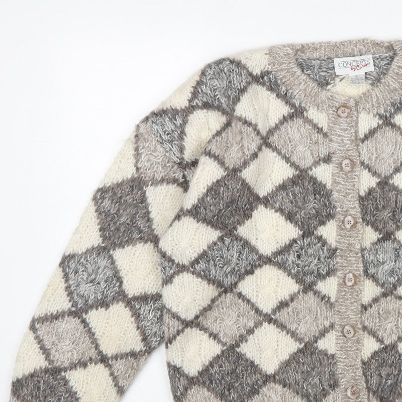 Concepts by Claiborne Women Multicoloured S Argyle Knit Cardigan