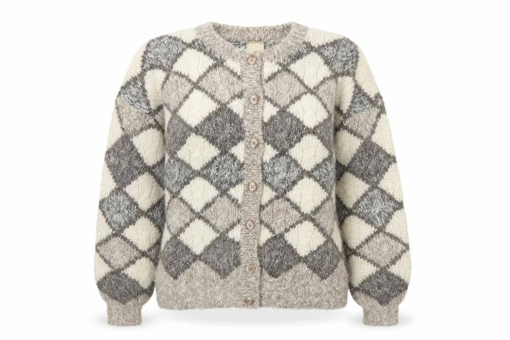 Concepts by Claiborne Women Multicoloured S Argyle Knit Cardigan