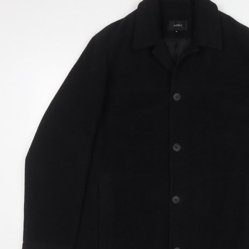 Next Men’s Black M Wool Cashmere Blend Long Overcoat