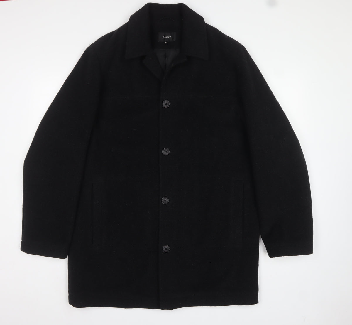 Next Men’s Black M Wool Cashmere Blend Long Overcoat