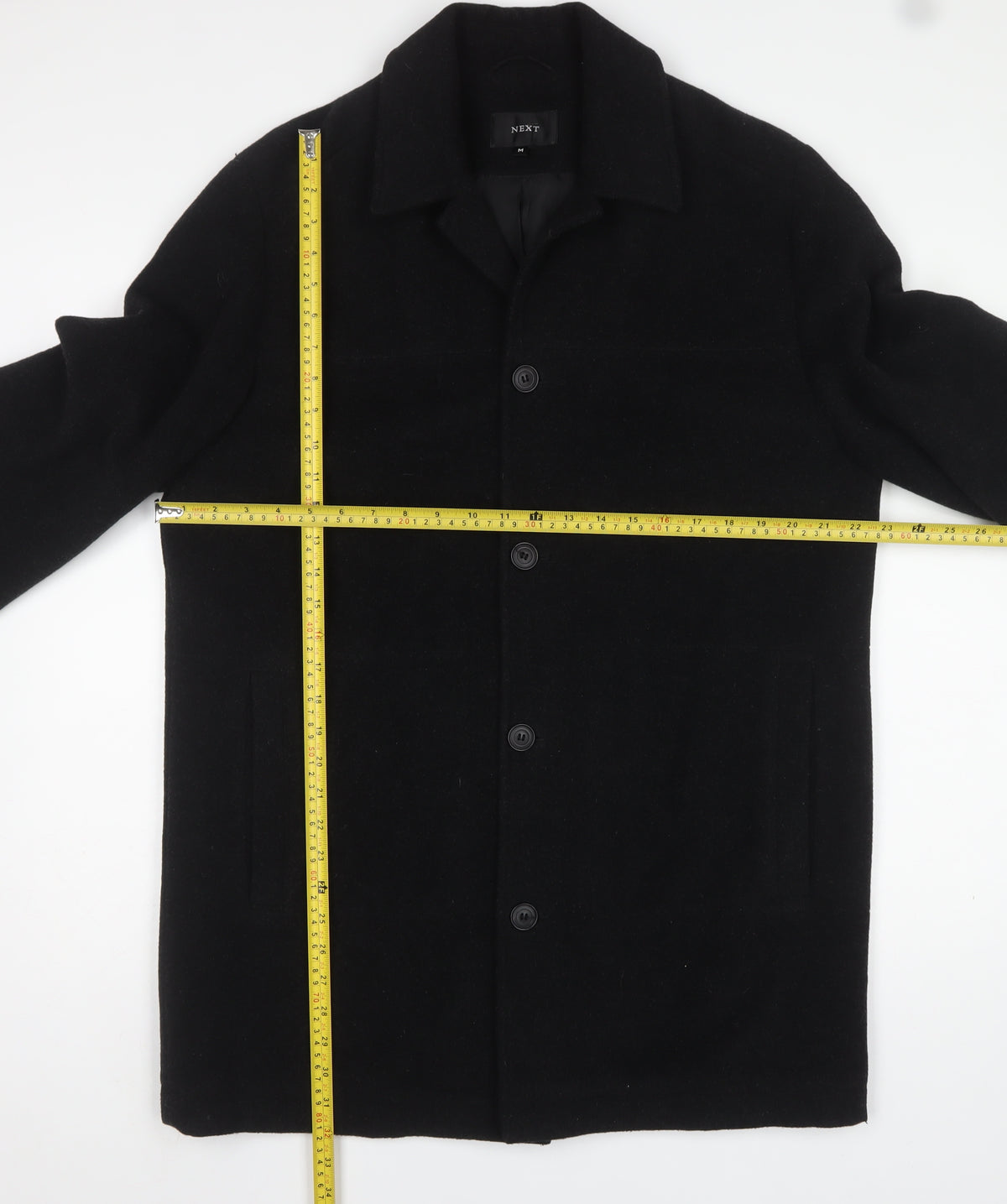 Next Men’s Black M Wool Cashmere Blend Long Overcoat