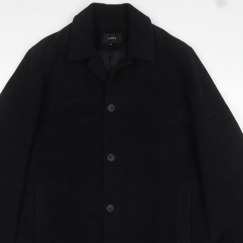 Next Men’s Black M Wool Cashmere Blend Long Overcoat