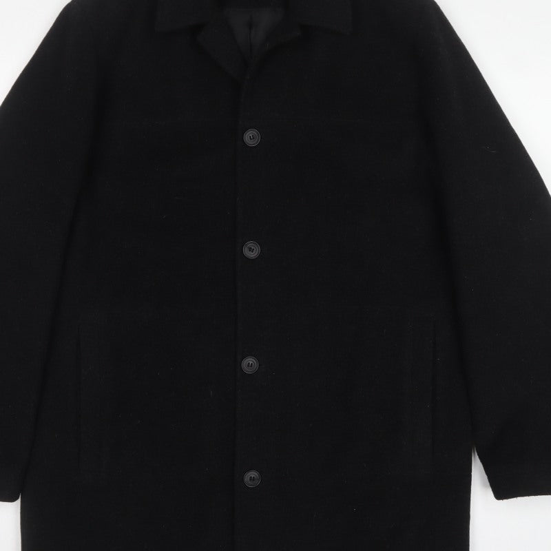 Next Men’s Black M Wool Cashmere Blend Long Overcoat