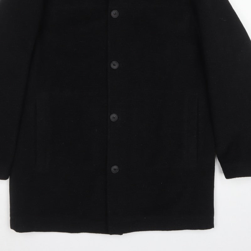 Next Men’s Black M Wool Cashmere Blend Long Overcoat