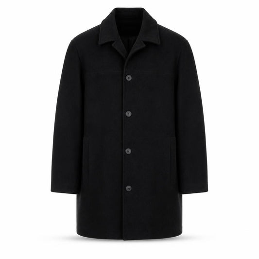 Next Men’s Black M Wool Cashmere Blend Long Overcoat