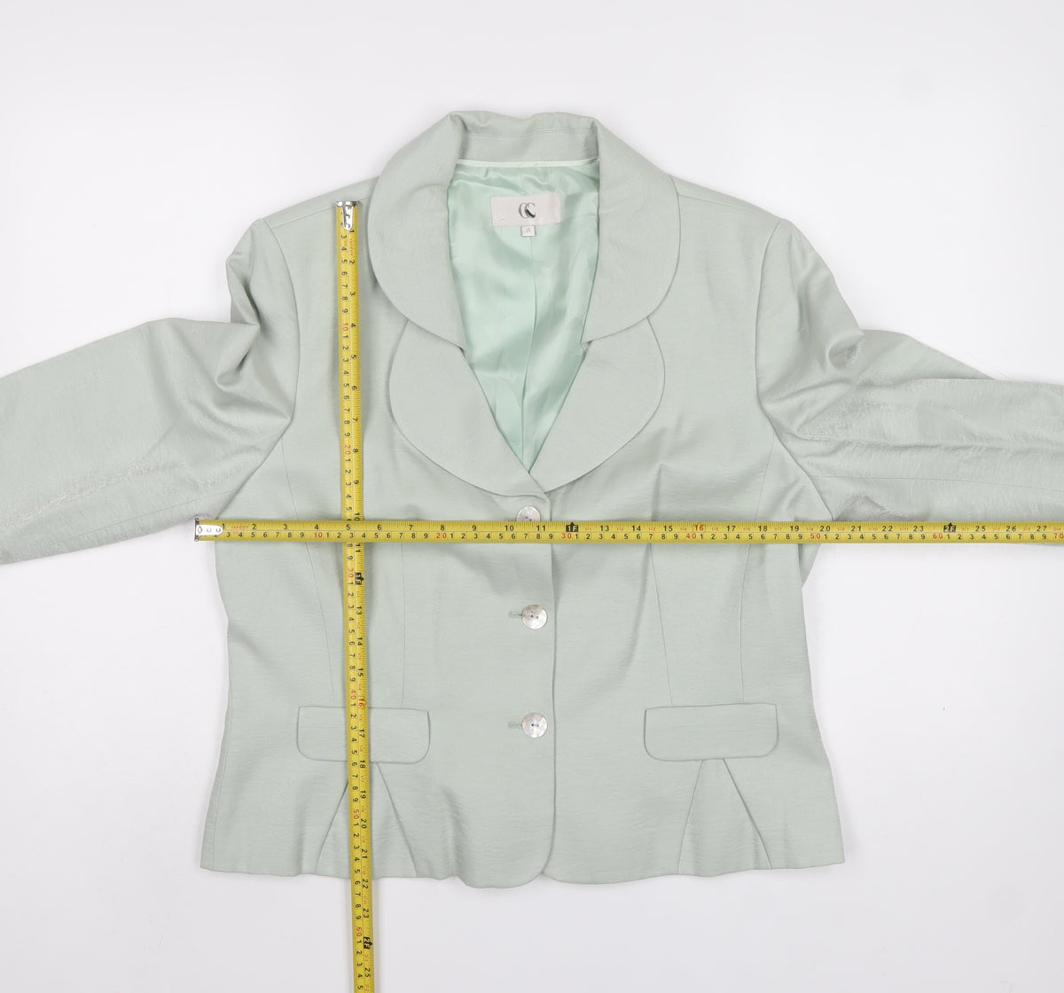 CC Women’s Mint Green Size 14 Tailored Shawl Collar Blazer
