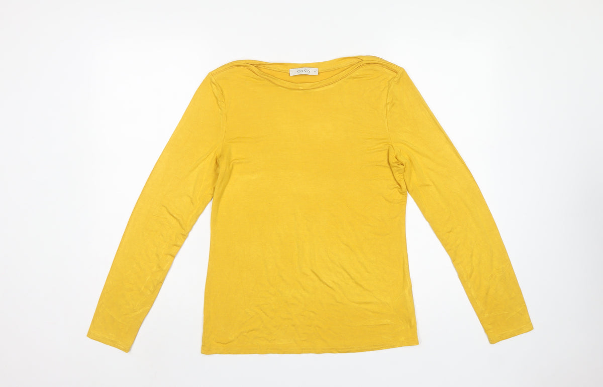 Oasis Women Yellow M Basic Stretch Jersey Boat Neck Long Sleeve Top