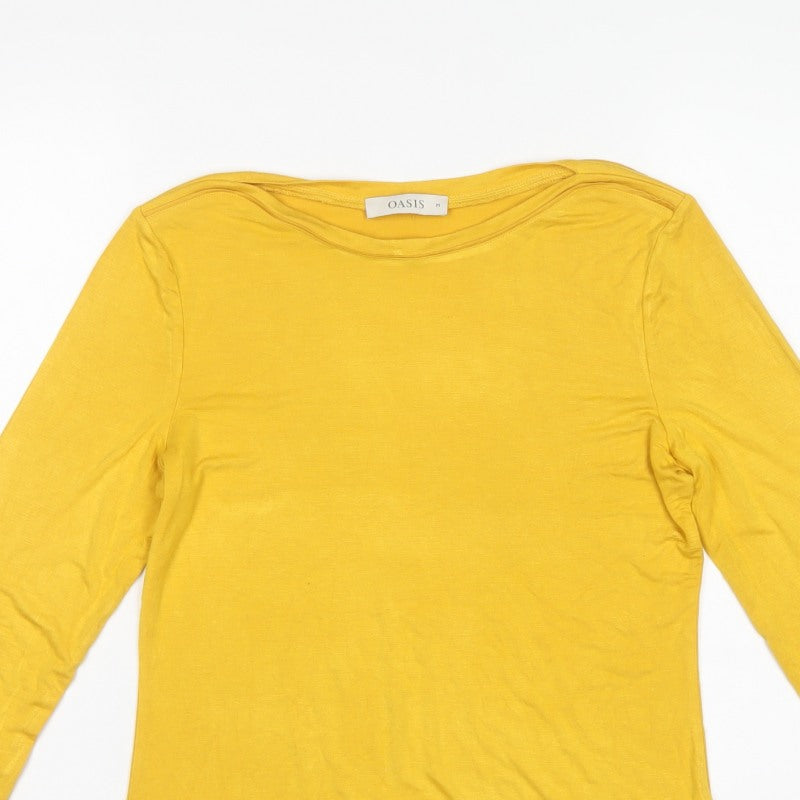 Oasis Women Yellow M Basic Stretch Jersey Boat Neck Long Sleeve Top