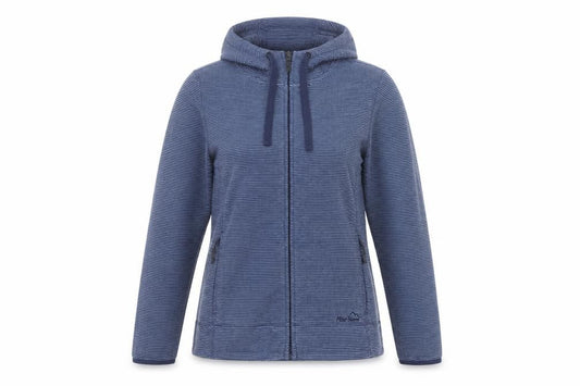 Peter Storm Womens Blue Size 12 Hooded Full Zip Striped Fleece Jacket
