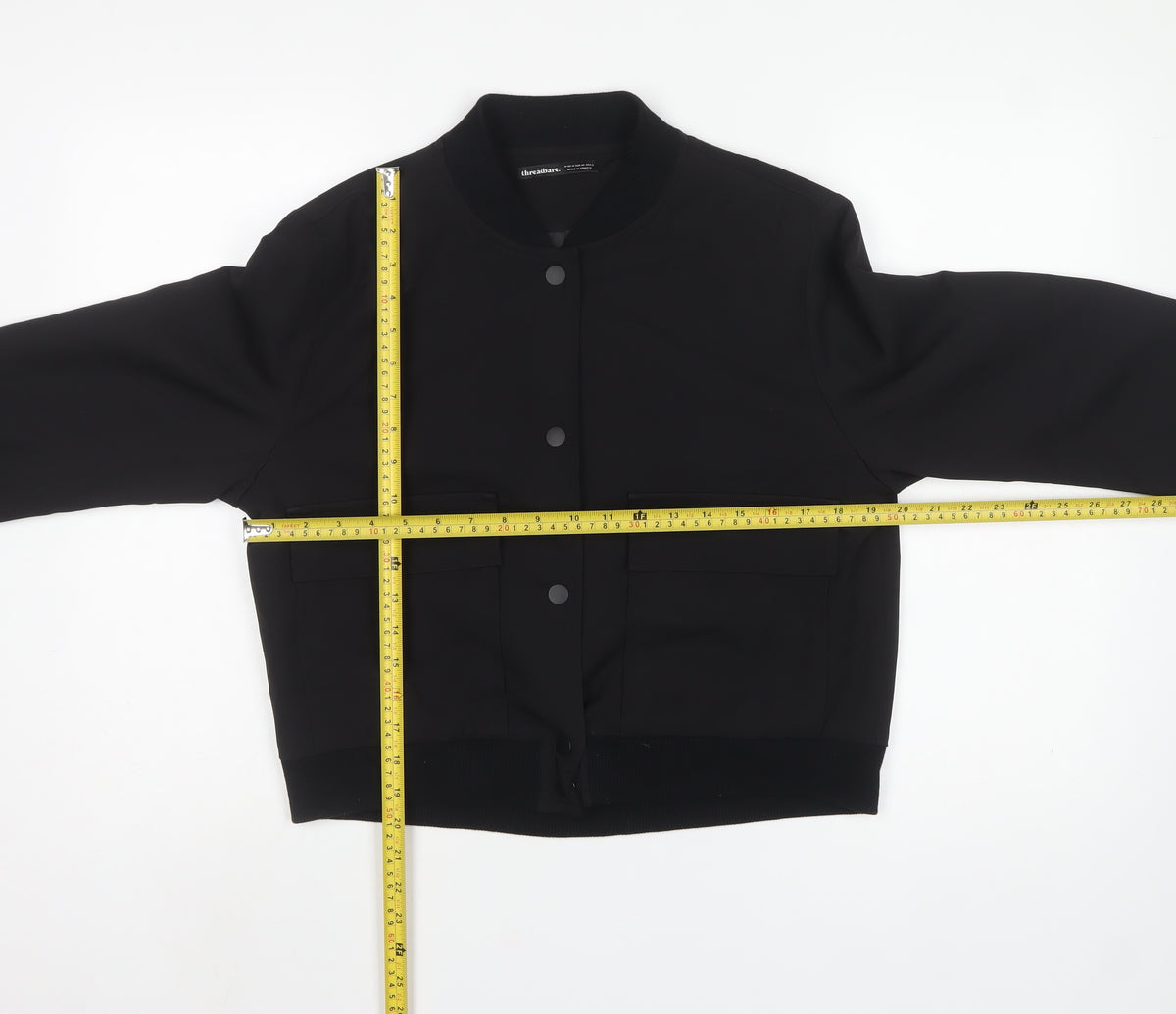 Threadbare Women’s Black UK 12 Bomber Jacket Snap Front Lined
