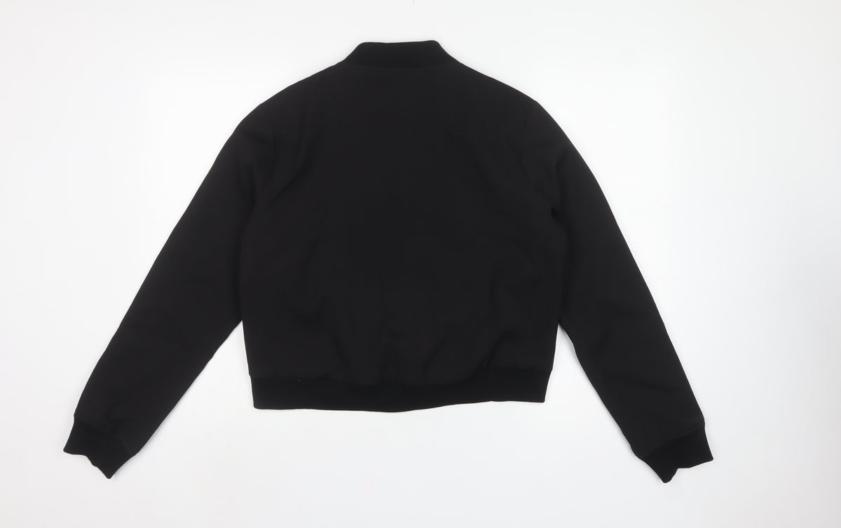 Threadbare Women’s Black UK 12 Bomber Jacket Snap Front Lined